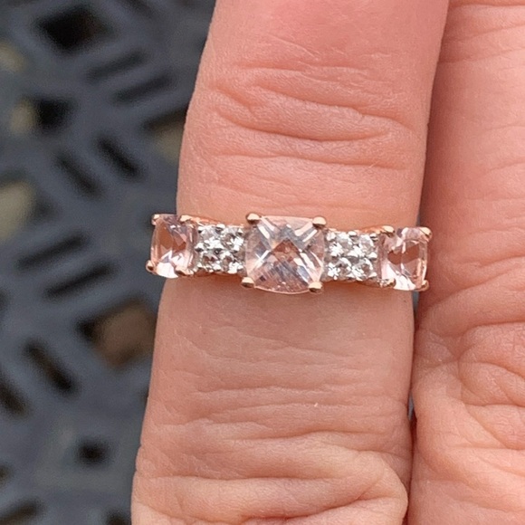 Natural Morganite 1.07 carat Designer 14k Rose Gold over Sterling Size 5 & 8 - Picture 6 of 15